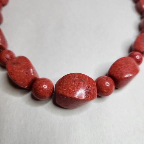 Jay King DTR Large Genuine Coral Statement Choker Necklace sterling Silver 925 - Picture 5 of 7